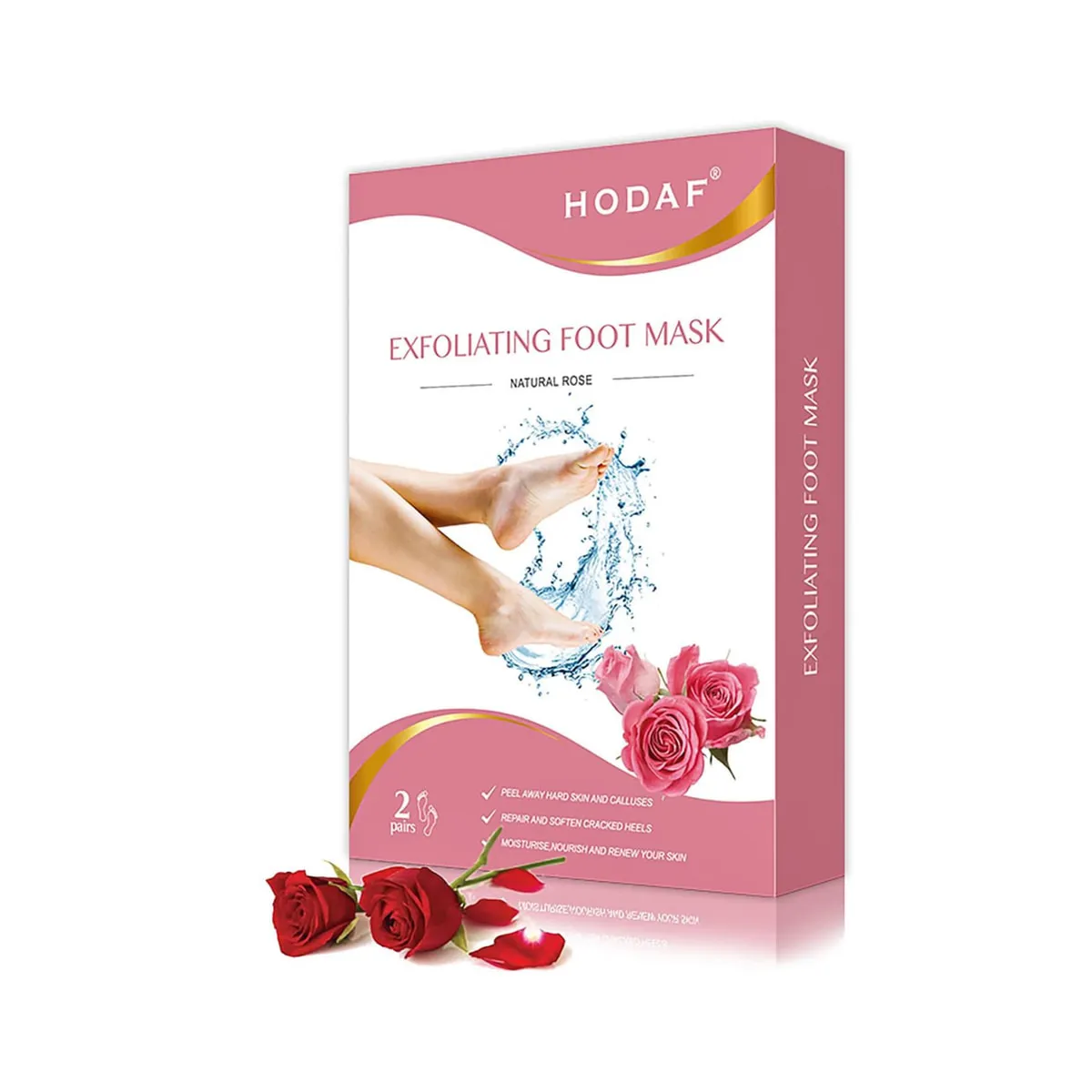 HODAF Exfoliating Foot Mask Rose 2 Paires